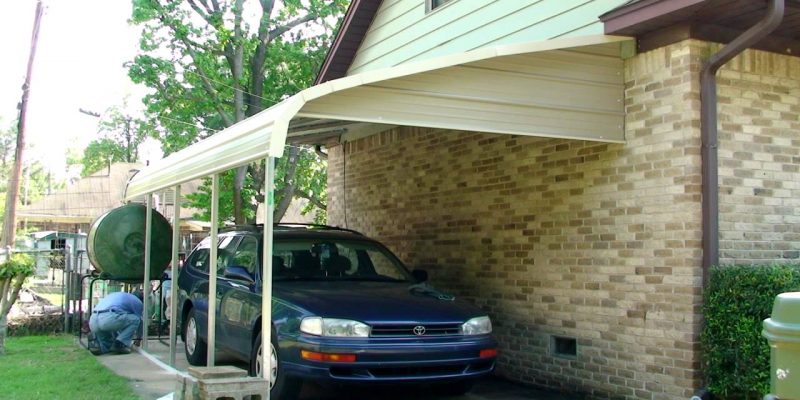 patio cover being used to protect a car